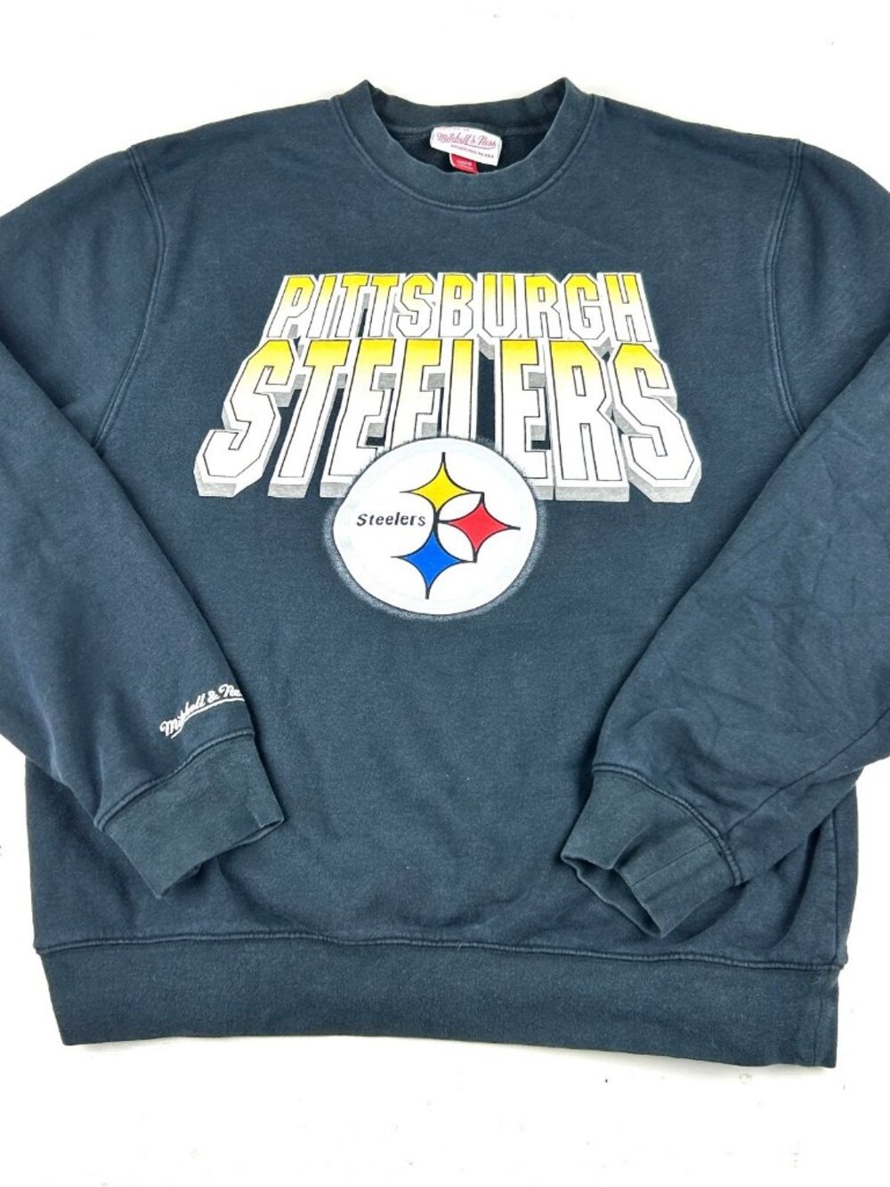 Mitchell & Ness Pittsburgh Steelers Crewneck Sweatshirt L Graphic Black
